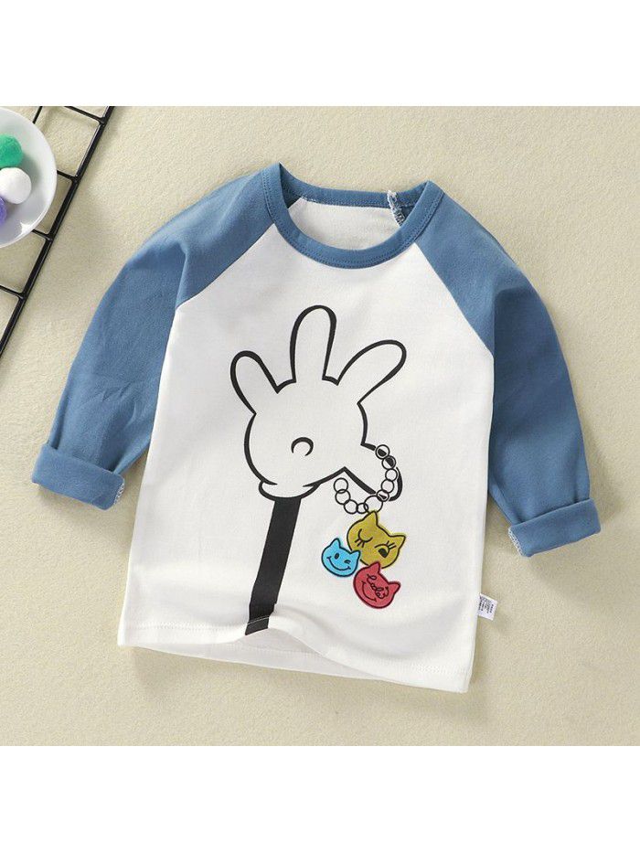 Children's undershirt spring autumn new baby cartoon top boy's single piece baby long sleeve sweater wholesale 
