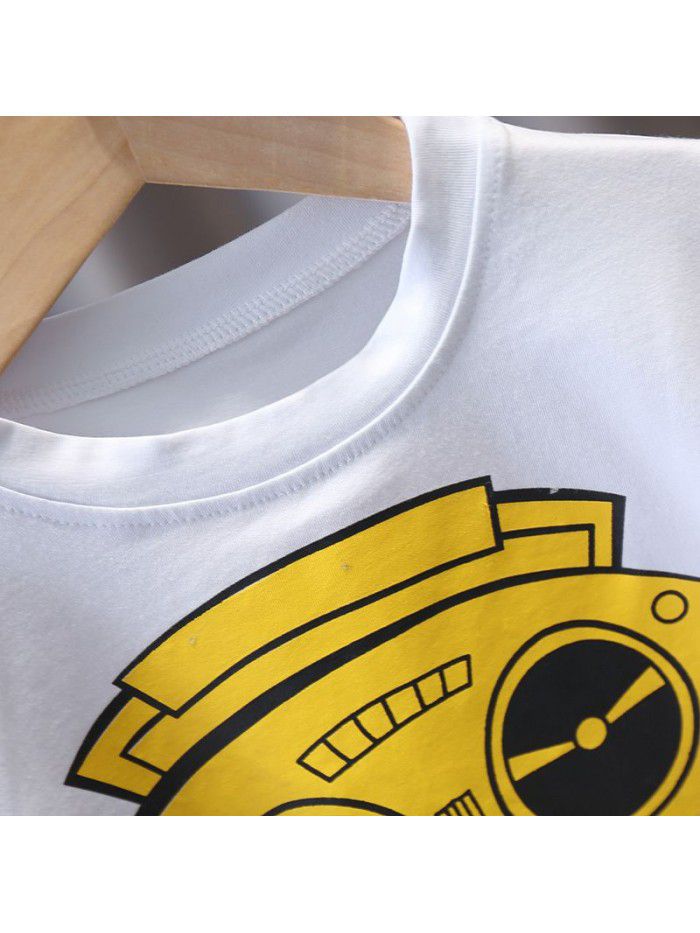 1466 boys' clothing  summer new T-shirt short sleeve 3 middle school boys' cartoon baby summer top 