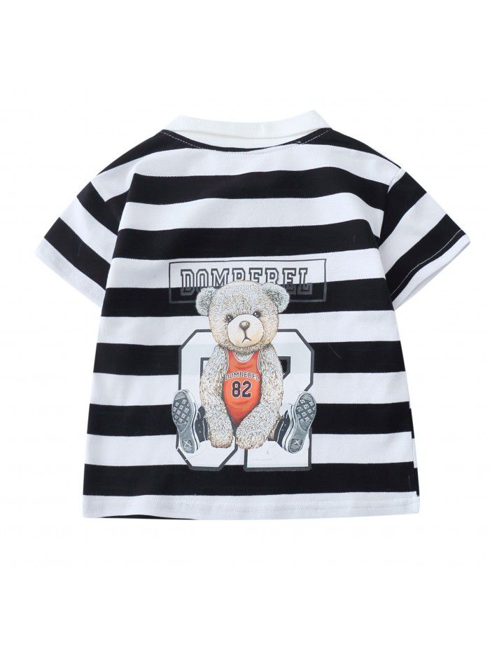 1578 boys' striped short sleeve T-shirt  new 3 middle and small children's half sleeve children's summer baby polo shirt 