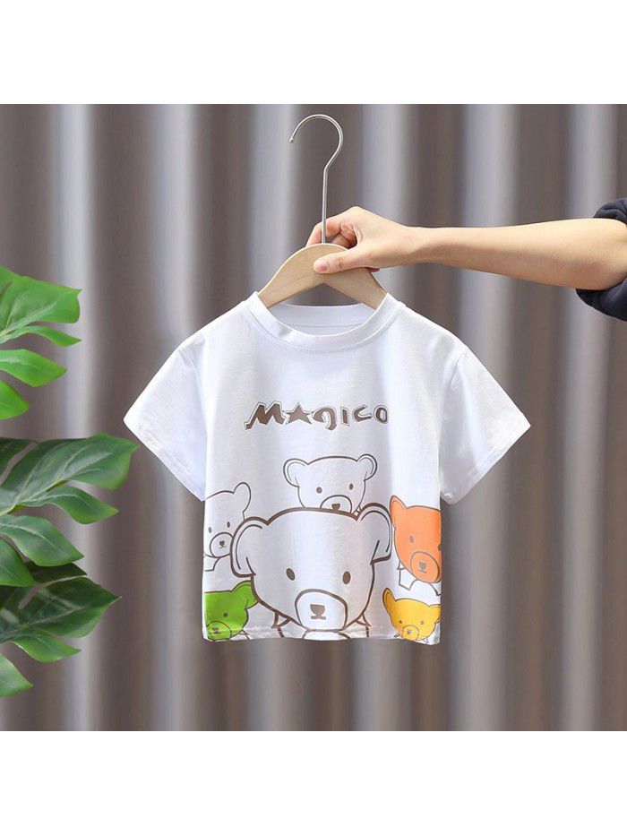 1443 boys' short sleeve T-shirt summer  new summer girls' half sleeve top children's wear 3 children's T-shirt 