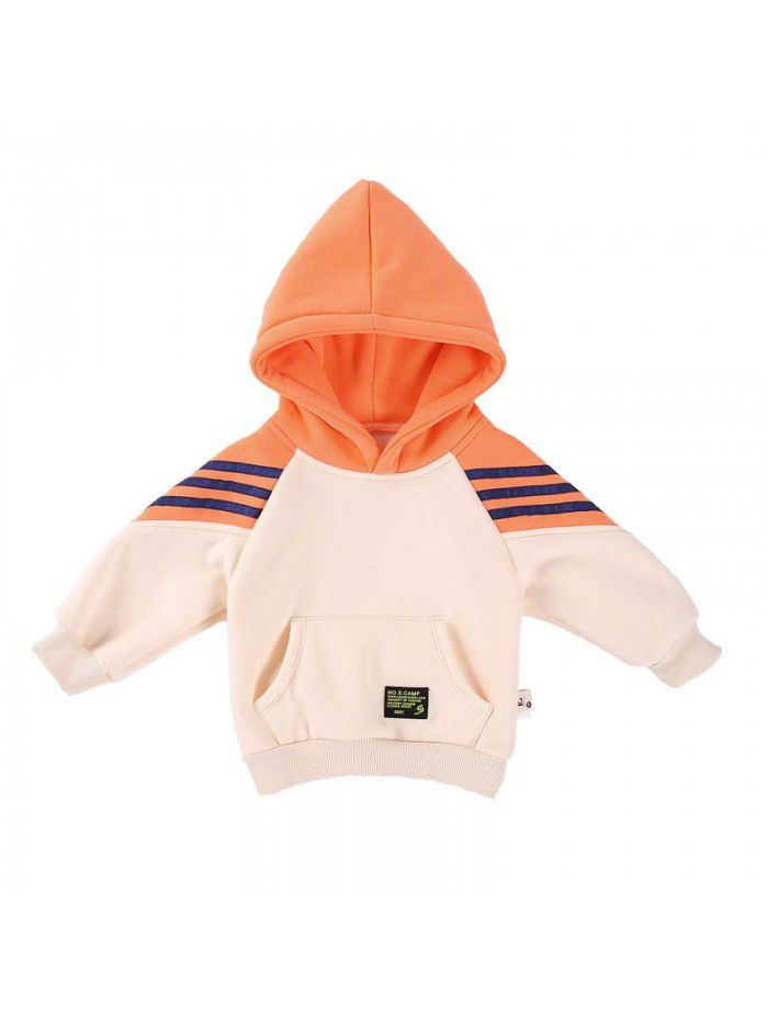 Boys' sweater autumn and winter baby Warm Fleece Baby coat children's hooded Pullover ready to go 
