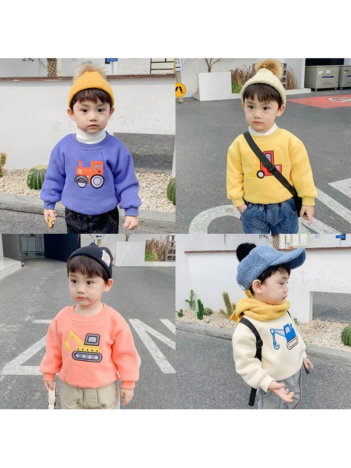 Children's Plush sweater, winter clothes, thickened baby's pullover, cartoon embroidery, baby's lovely boy's warm clothes ib909 