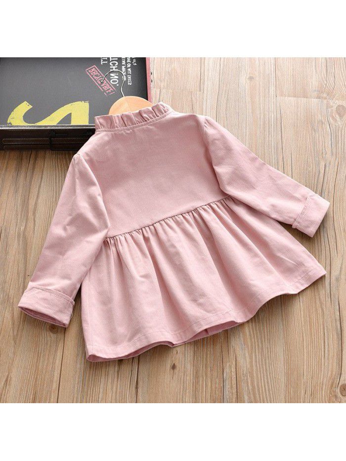 Korean girls' coat spring children's wear nvbao Princess windbreaker girls' medium length children's top 19876 