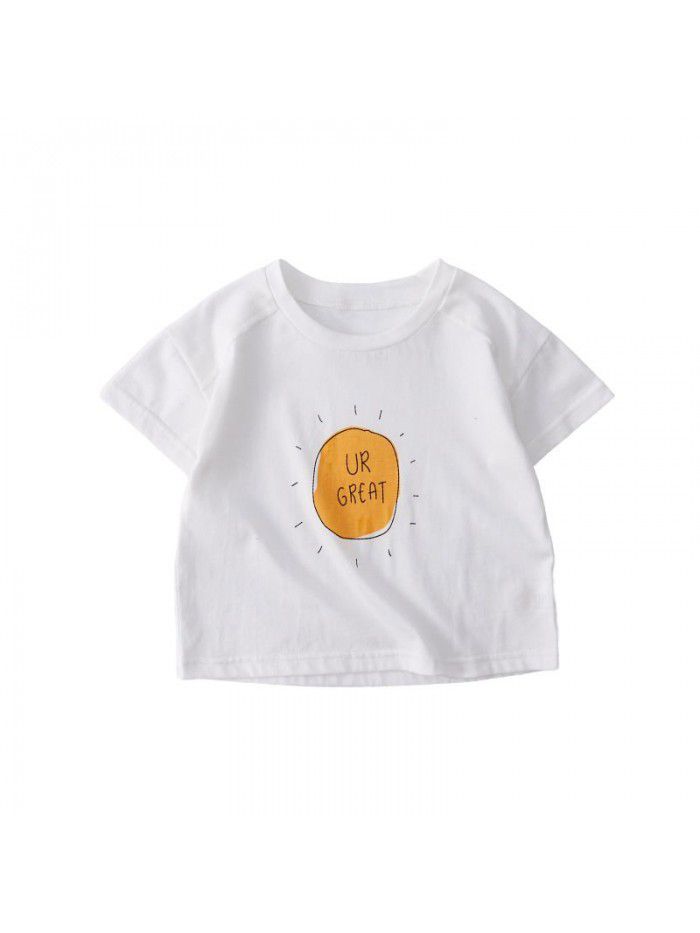 Children's T-shirt summer letter printed baby top children's short sleeve round neck clothes children's clothing manufacturers direct sales 