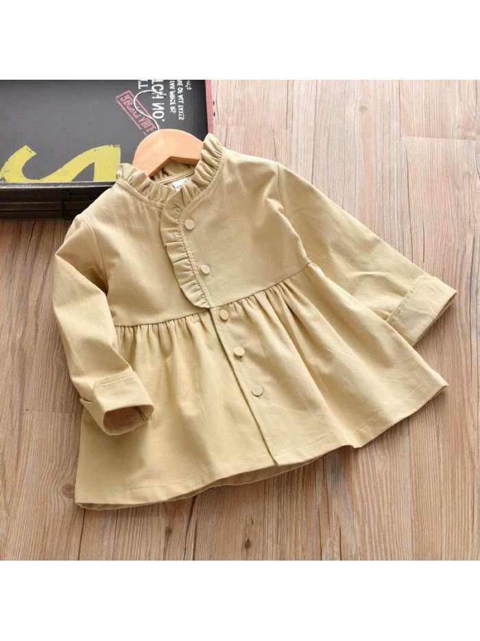 Korean girls' coat spring children's wear nvbao Princess windbreaker girls' medium length children's top 19876 