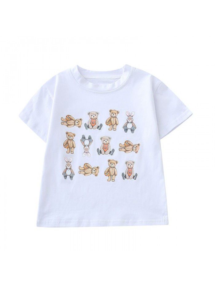 1446 children's clothing boys' T-shirt bear summer clothing  new style foreign style fashion short sleeve 3 children's treasure base shirt 