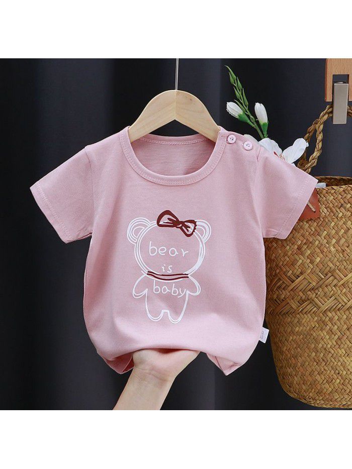 Children's short sleeve T-shirt pure cotton girls' summer baby's summer children's  boys' top 