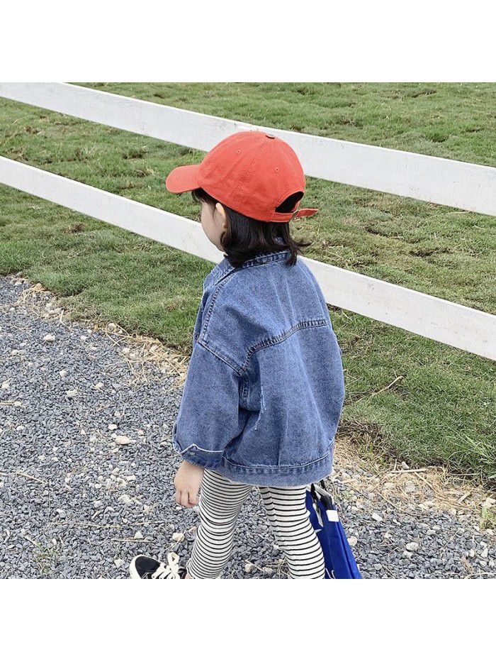 Children's wear factory direct sales children's jeans coat fashion spring dress girl's foreign style children's loose top 