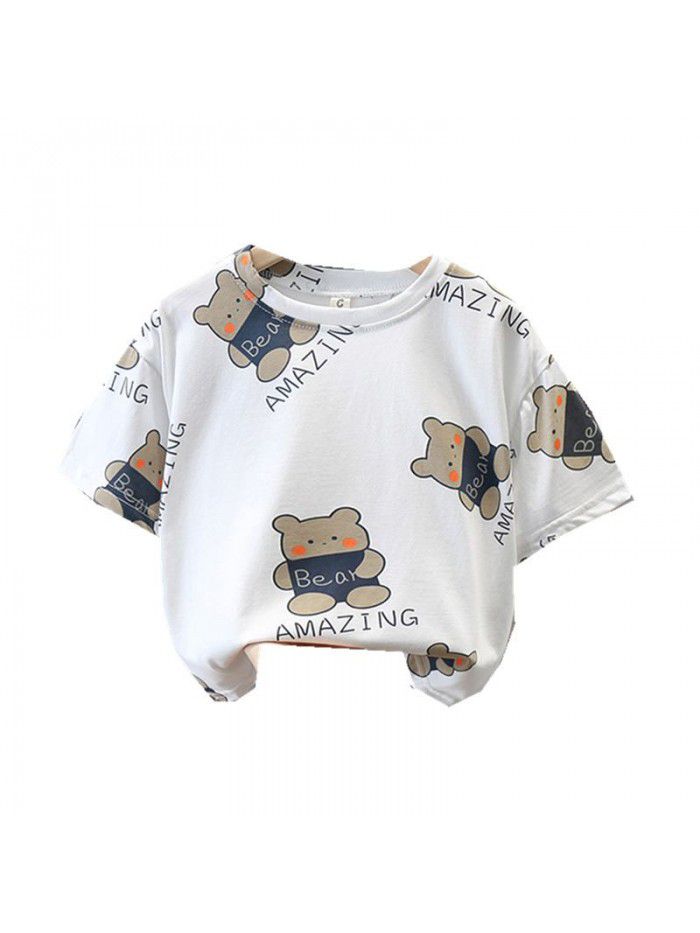 1521 Korean summer children's short sleeve T-shirt boys boys' casual children's wear thin baby half sleeve top 