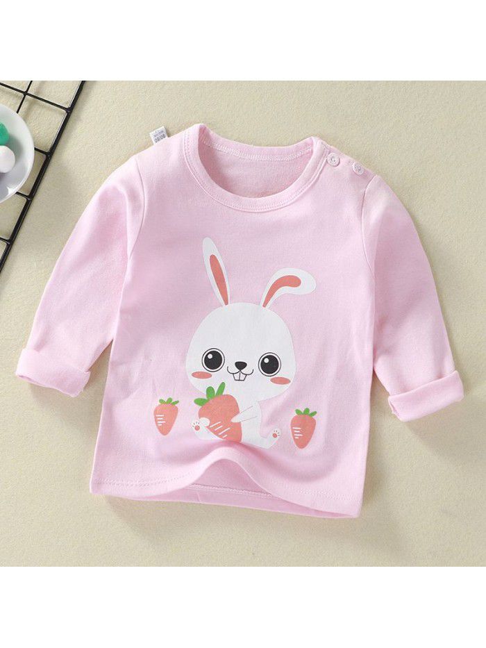Children's undershirt spring autumn new baby cartoon top boy's single piece baby long sleeve sweater wholesale 