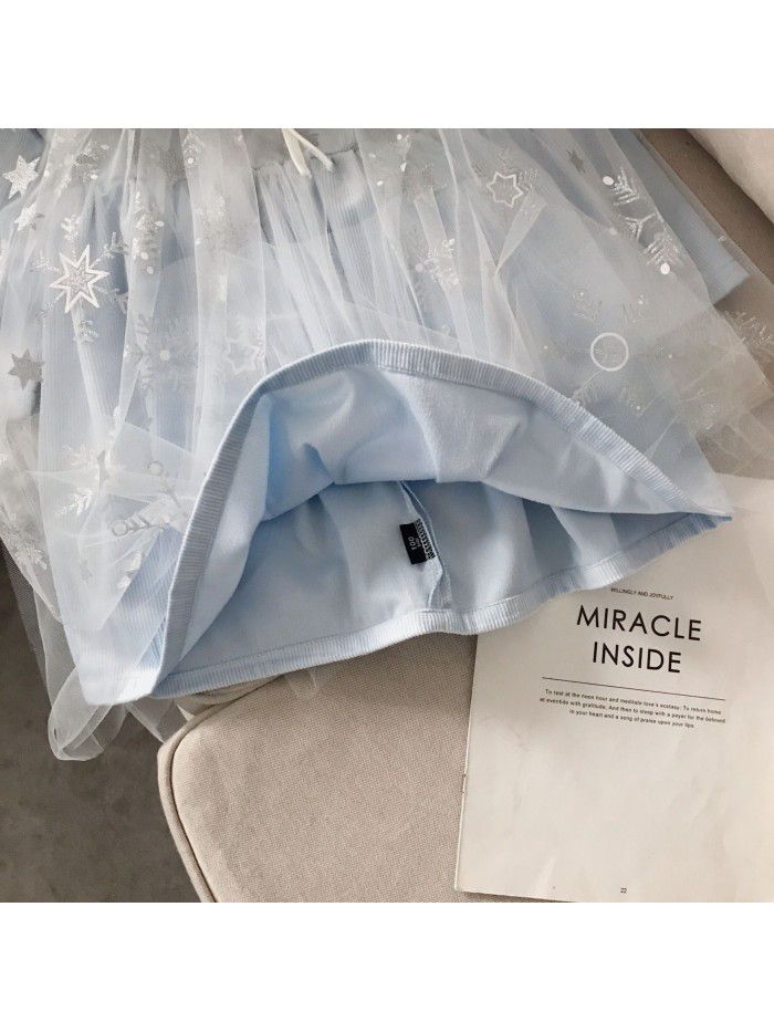 Girls' dress  spring children's Lapel net sweet princess skirt (including shawl) foreign trade wholesale children's wear 