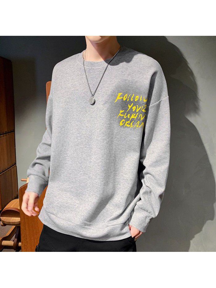 New 7.22 spring Korean new men's natural scenery Pullover youth popular round neck men's long sleeve T-shirt 