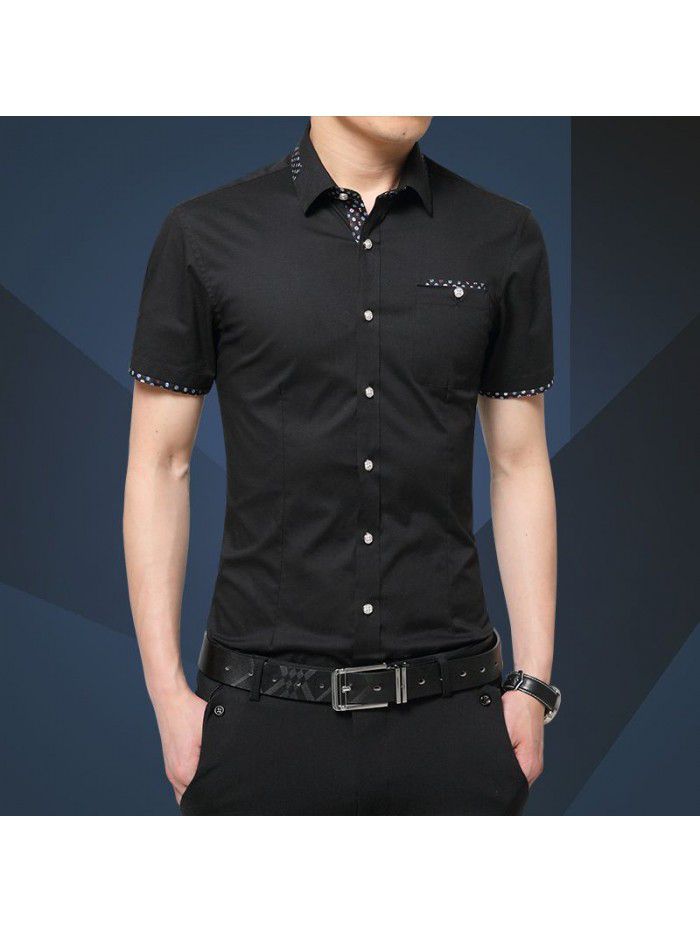  summer men's Short Sleeve Shirt Men's Korean slim men's casual shirt trend men's fashion men's fashion trend 