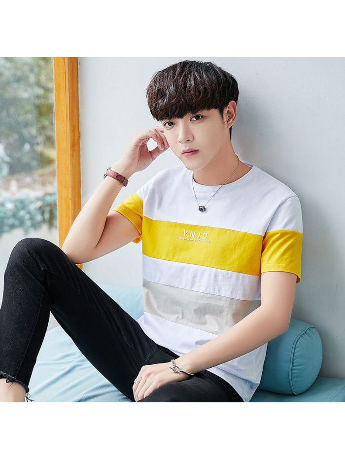  men's short sleeve t-shirt men's half sleeve men's round neck Pullover short sleeve T-shirt Korean fashion men's slim T-shirt 