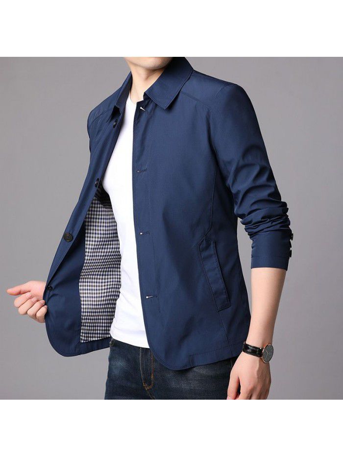 Men's jacket  spring and autumn new men's windbreaker coat business trend breathable casual top simple style 