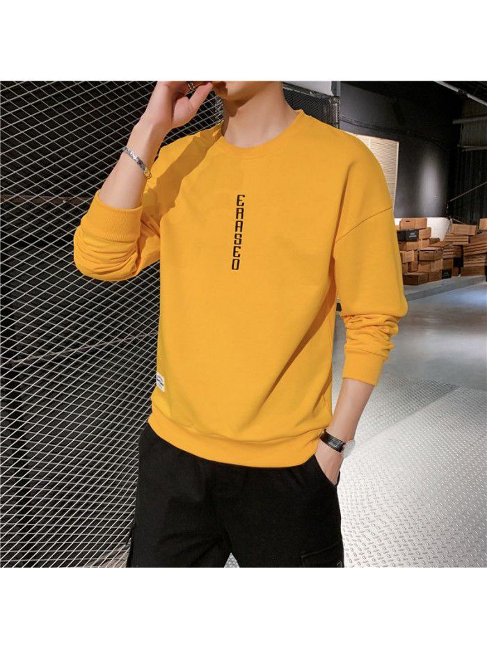 Men's T-shirt, long sleeve round neck, men's wear  new autumn trend, Korean base shirt 