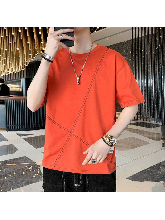 Men's Cotton Short Sleeve T-Shirt  new half sleeve Korean men's base shirt fashion men's loose and compassionate students 
