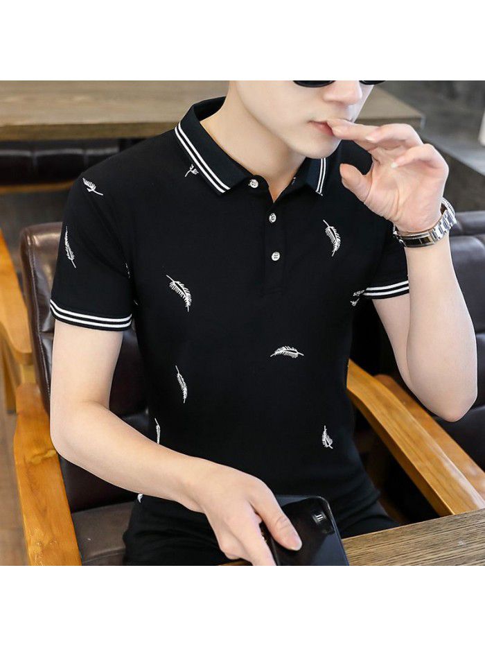  summer men's short sleeve polo shirt Korean slim Lapel thin short sleeve t-shirt men's casual top 