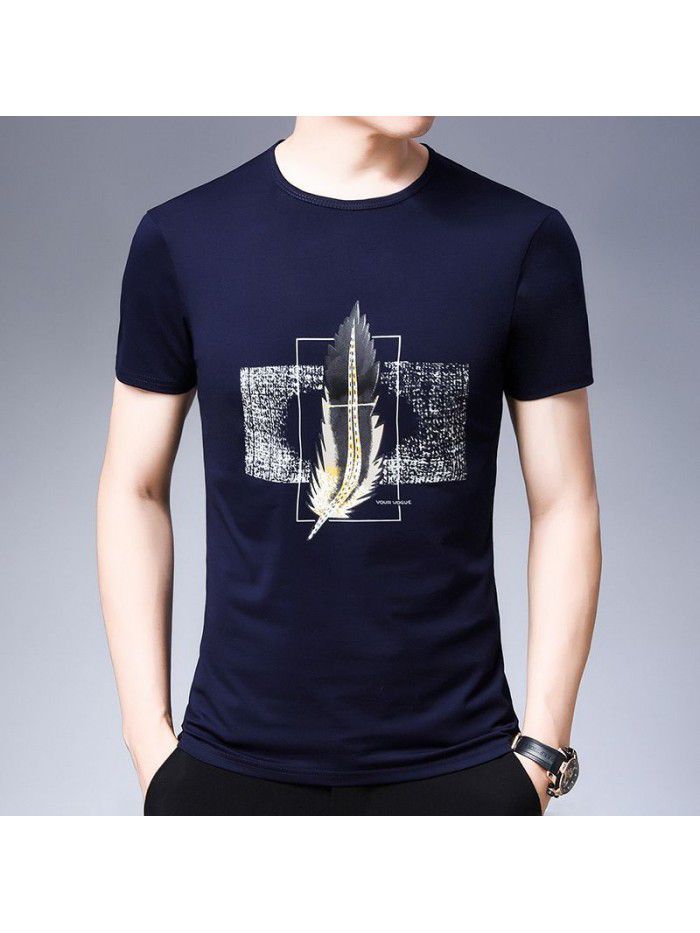 Breathable summer short sleeve t-shirt men's  new T-shirt half sleeve men's undergarment middle-aged and young dad's dress 