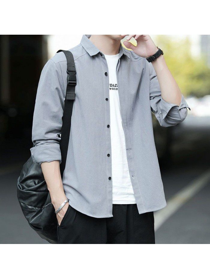 new spring and autumn men's long sleeve shirt men's slim men's shirt casual clothes men's fashion 