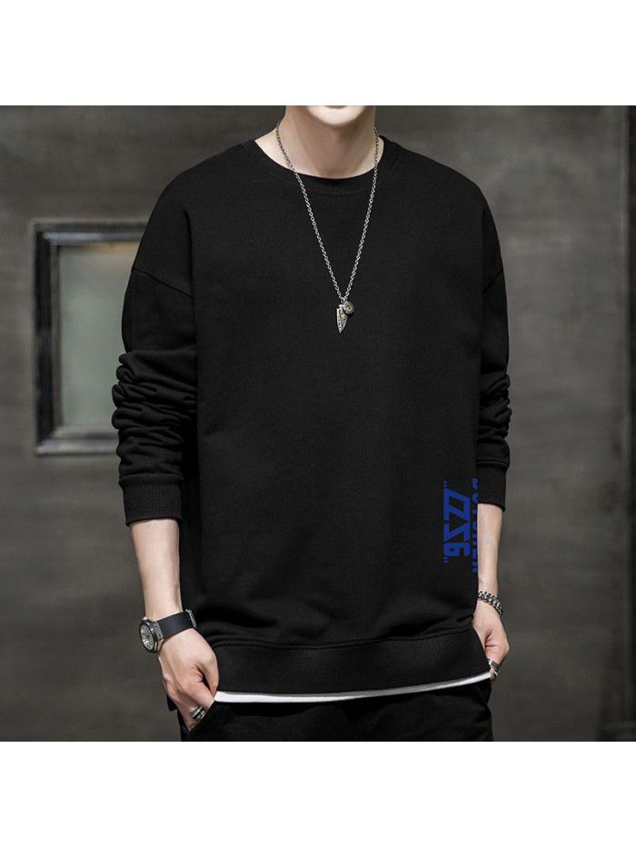  popular long sleeve t-shirt men's fashion Little Daisy loose round neck tooling Inst shirt men's National Fashion Top 