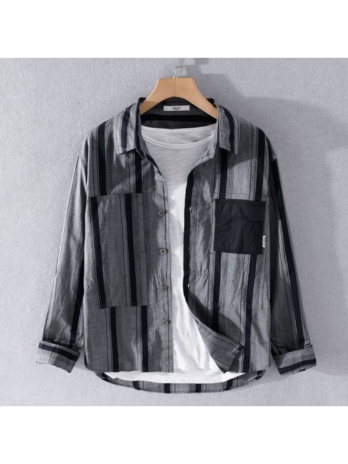 Japanese fashion men's casual LONG SLEEVE SHI...