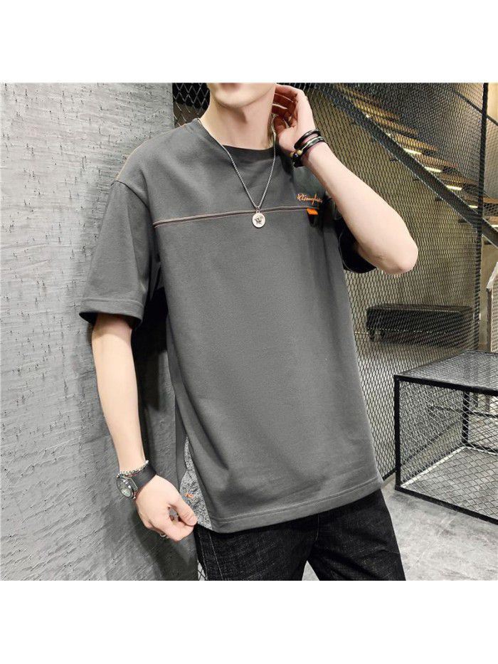  summer new student leisure T-shirt youth round neck short sleeve men's t-shirt men's versatile top 