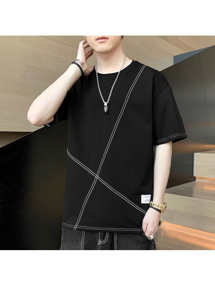 Men's Cotton Short Sleeve T-Shirt  new half sleeve Korean men's base shirt fashion men's loose and compassionate students 