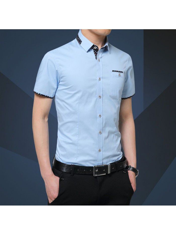  summer men's Short Sleeve Shirt Men's Korean slim men's casual shirt trend men's fashion men's fashion trend 