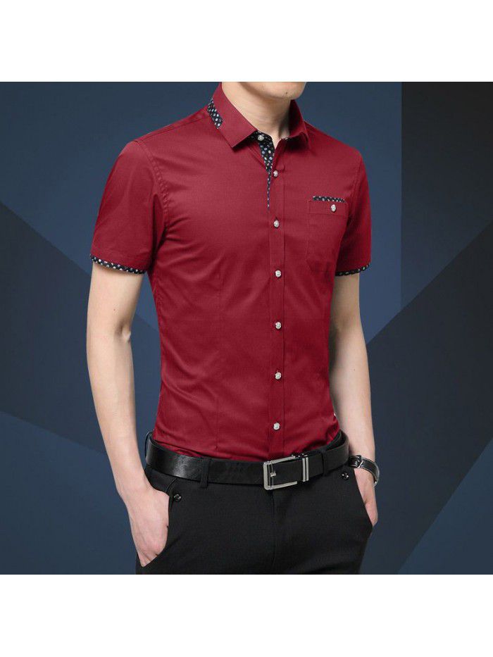  summer men's Short Sleeve Shirt Men's Korean slim men's casual shirt trend men's fashion men's fashion trend 