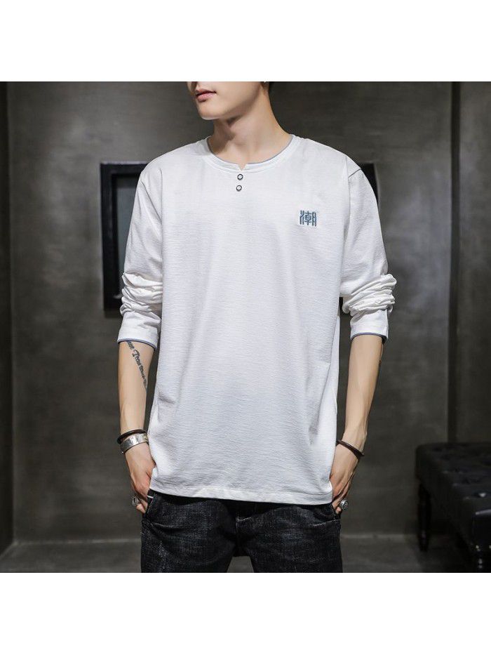  new men's long sleeve T-shirt Cotton autumn round neck body men's long sleeve base shirt fashion men's clothes 