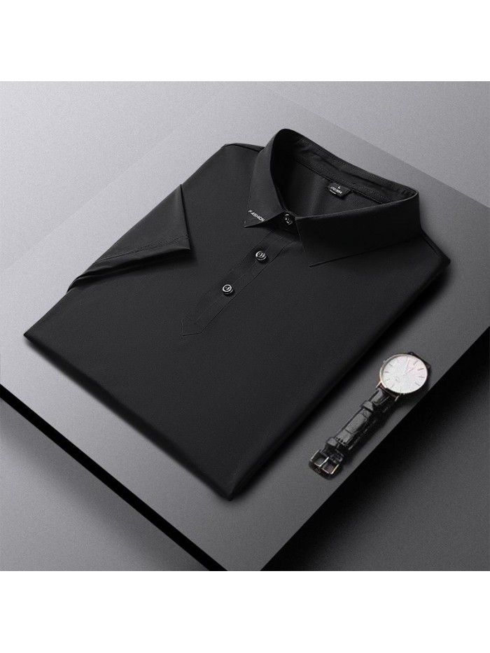 Ice cool men's short sleeve T-shirt half sleeve  summer large T-shirt Polo middle aged Dad 