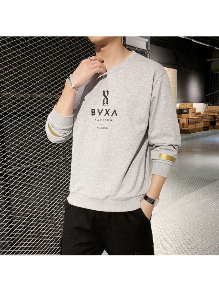 Men's T-shirt, long sleeve round neck, men's wear  new autumn trend, Korean base shirt 