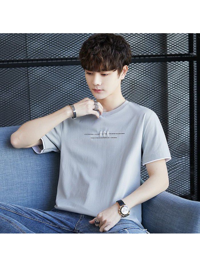  spring men's short sleeve T-shirt national tide cotton half sleeve round neck Pullover t-shirt men's casual top 