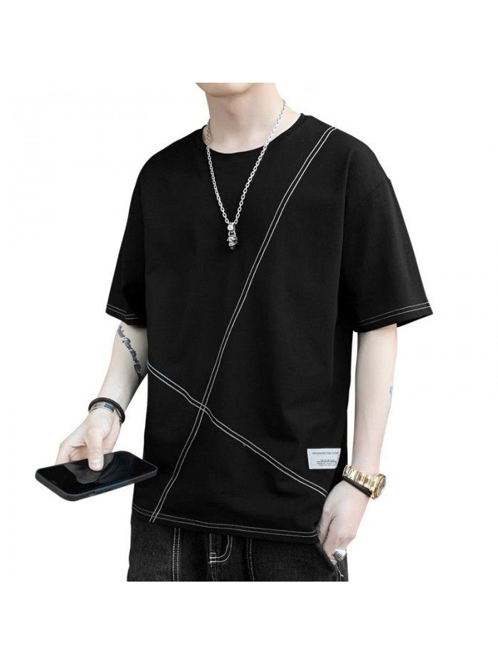 Men's Cotton Short Sleeve T-Shirt  new half sleeve Korean men's base shirt fashion men's loose and compassionate students 