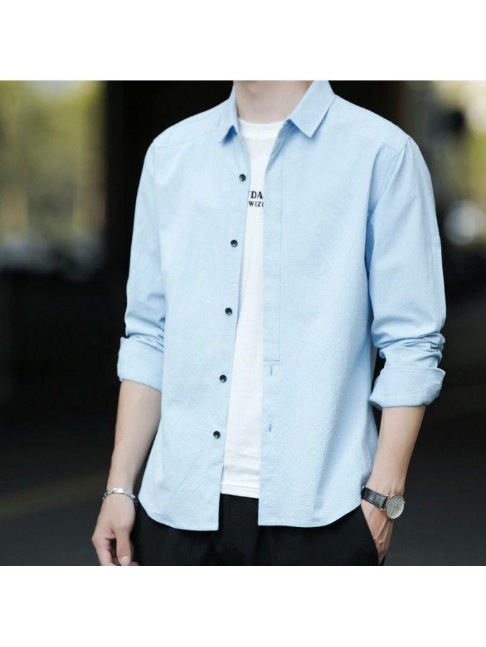 new spring and autumn men's long sleeve shirt men's slim men's shirt casual clothes men's fashion 