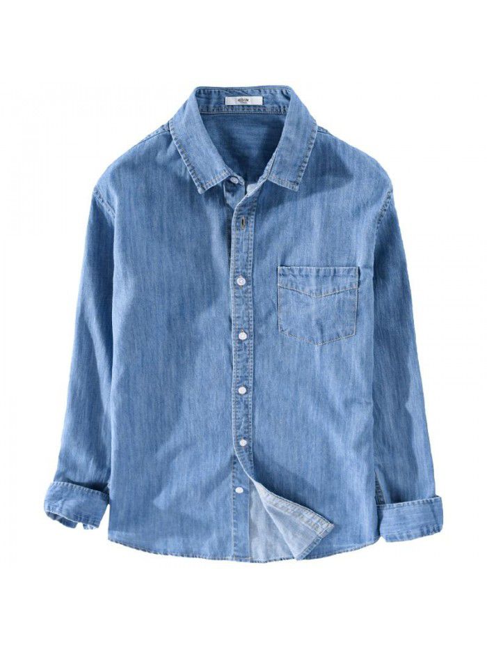 Denim shirt men's long sleeve autumn cotton loose long sleeve denim shirt casual men's spring and autumn top 9413 