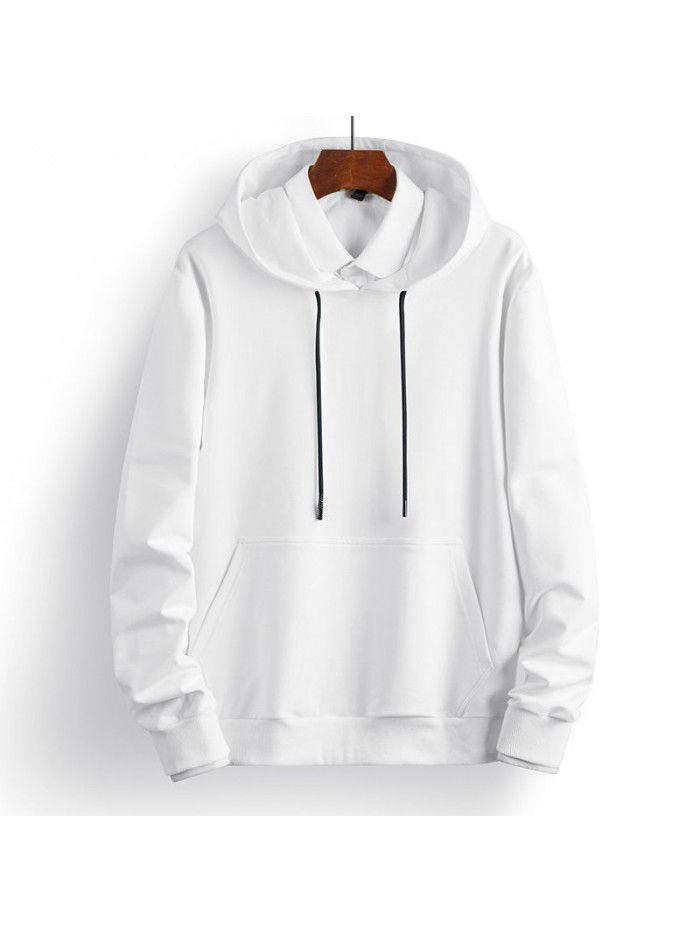 Spring and autumn new sweater men's casual men's coat solid color hooded Pullover trend young students 