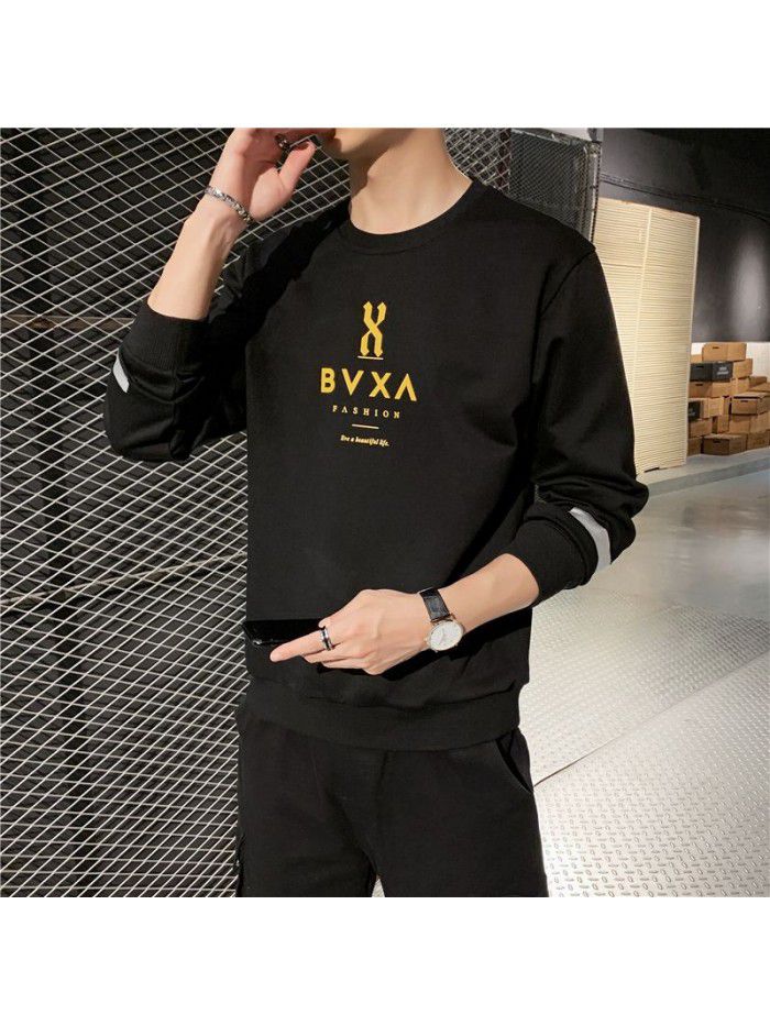 Men's T-shirt, long sleeve round neck, men's wear  new autumn trend, Korean base shirt 