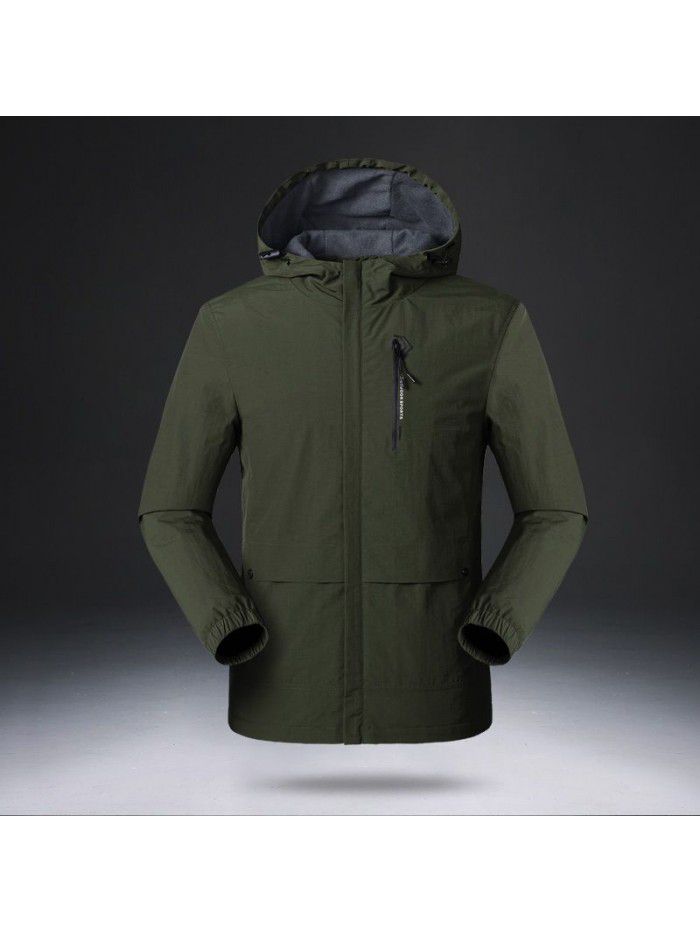 Spring and autumn stormsuit men's breathable thin velvet outdoor suit mountaineering suit logo windbreaker waterproof jacket men's coat 