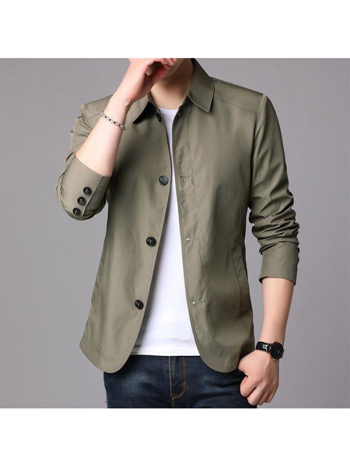 Men's jacket  spring and autumn new men's windbreaker coat business trend breathable casual top simple style 