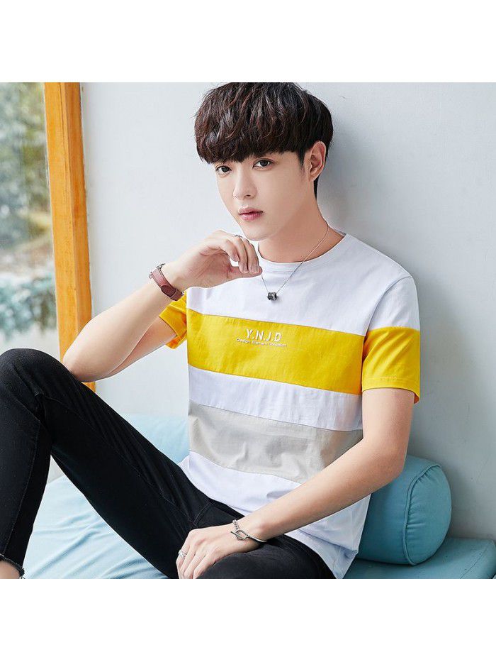  men's short sleeve t-shirt men's half sleeve men's round neck Pullover short sleeve T-shirt Korean fashion men's slim T-shirt 