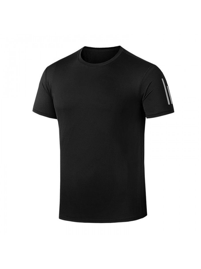 Ice cool and breathable short sleeve t-shirt men's mesh quick drying air conditioner elastic summer large T-shirt half sleeve fashion 