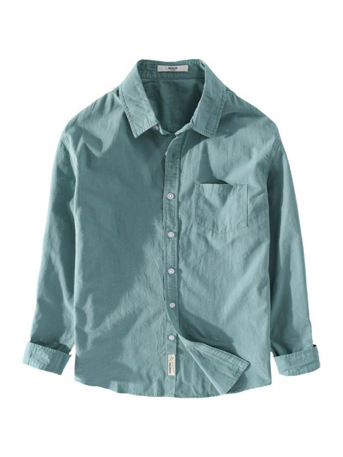 Men's cotton versatile Long Sleeve Shirt White youth business casual shirt small fresh cotton four seasons top 9399 