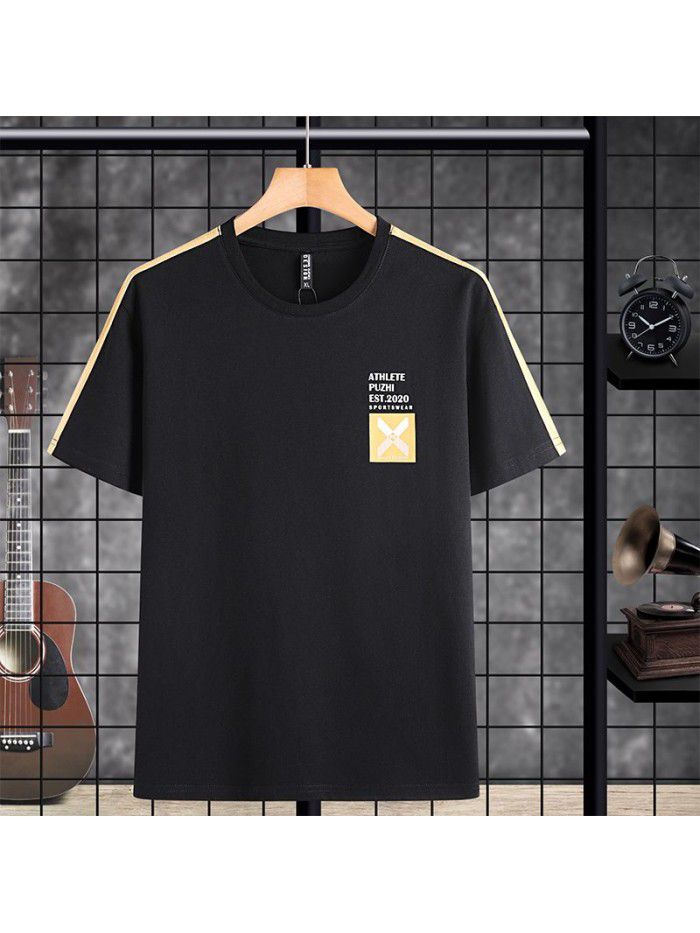 Breathable  new men's short sleeve T-shirt Summer Cotton sweat absorption large size loose half sleeve t-shirt men's fat 