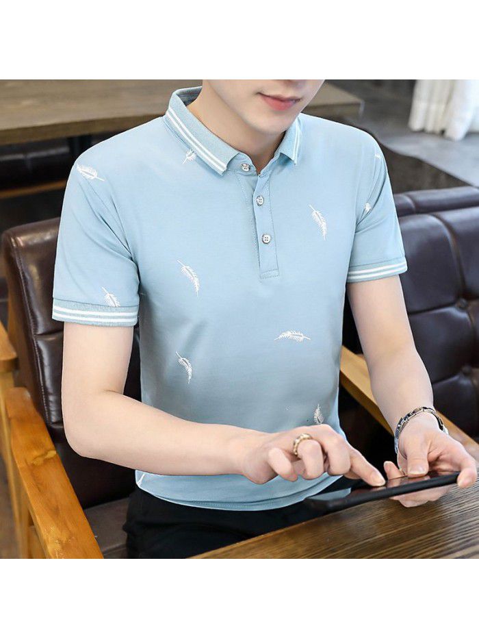  summer men's short sleeve polo shirt Korean slim Lapel thin short sleeve t-shirt men's casual top 