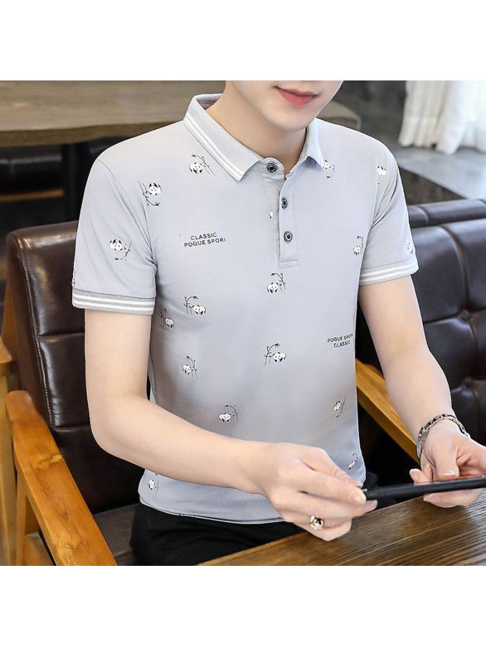  summer men's short sleeve polo shirt Korean slim Lapel thin short sleeve t-shirt men's casual top 
