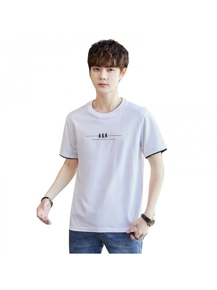  spring men's short sleeve T-shirt national tide cotton half sleeve round neck Pullover t-shirt men's casual top 