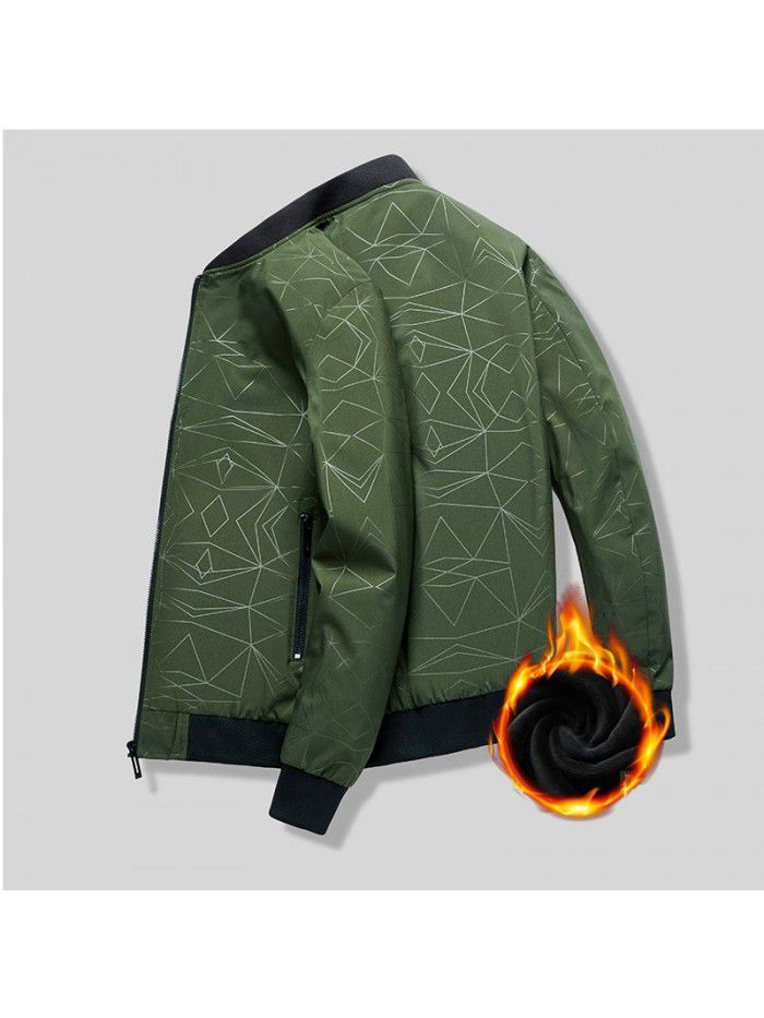 New men's jacket autumn and winter Korean casual Plush fashion coat versatile thin fashion jacket men's jacket 