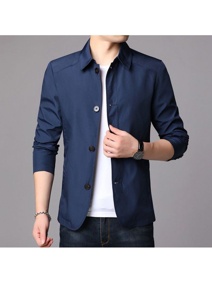 Men's jacket  spring and autumn new men's windbreaker coat business trend breathable casual top simple style 